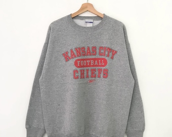 Vintage Kansas City Chiefs Grey Sweatshirt Large Kansas City Chiefs Spell Out Sweater Chiefs Crewneck Kansas City Chiefs Football Size L