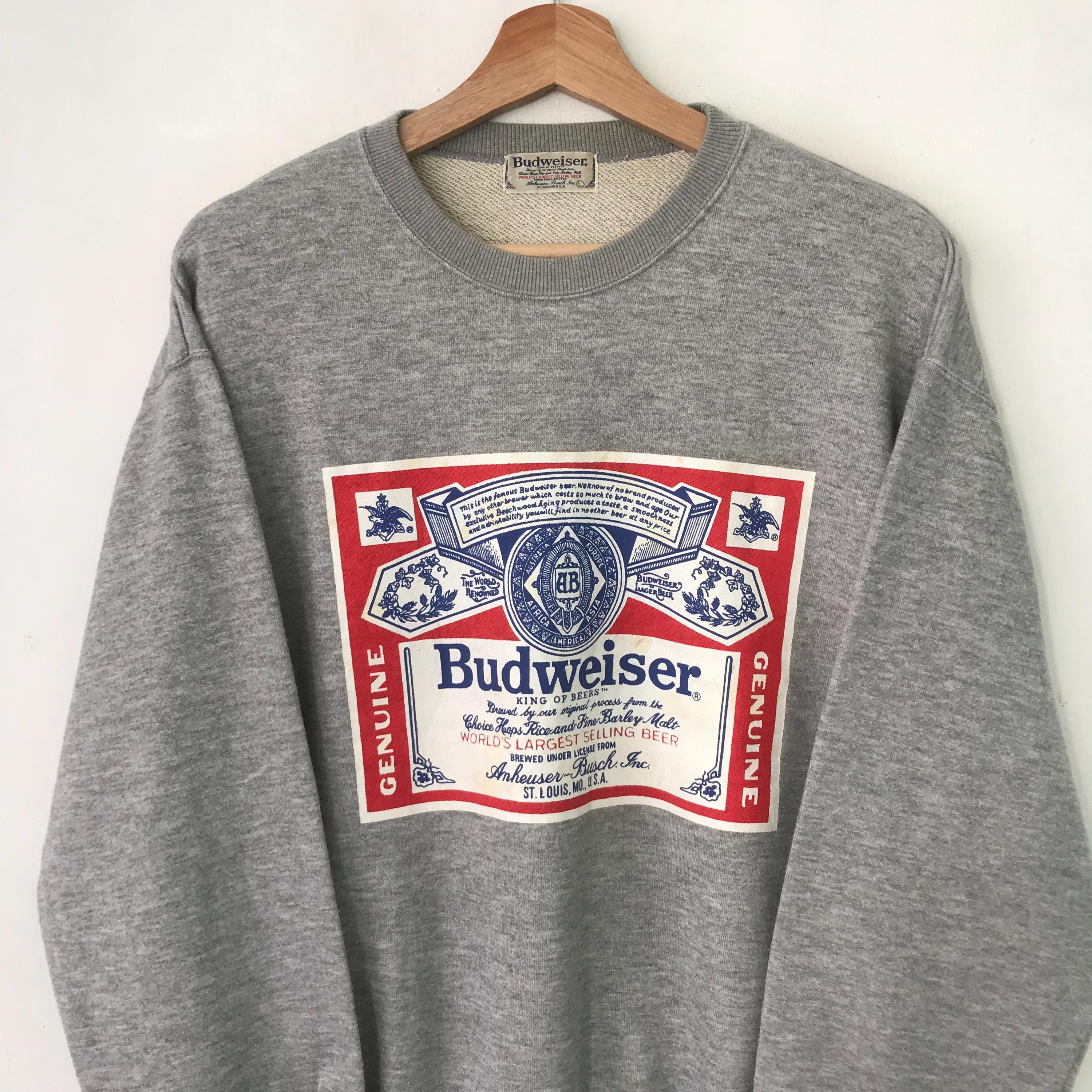 Vintage Budweiser Grey Sweatshirt Medium Budweiser Beer