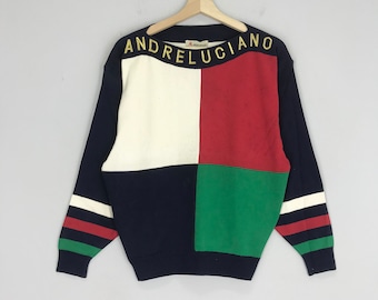 Vintage Andre Luciano Embroidered Womens Outfits Japanese Brand Designer Retro Fashion Outfits style design sweatshirt crewneck colorblock