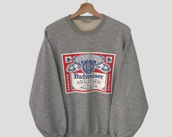 Vintage Budweiser Grey Sweatshirt Medium Budweiser Beer Spell Out Sweater Budweiser Crewneck Big Logo Pullover Jumper Size M