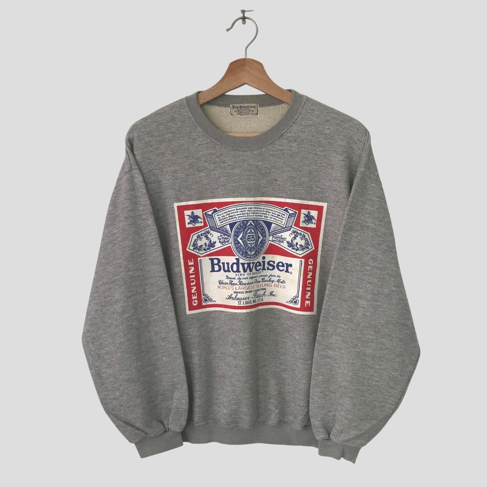 Vintage Budweiser Grey Sweatshirt Medium Budweiser Beer Spell Out 