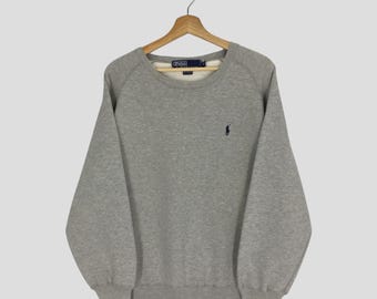 Vintage 90's Polo Ralph Lauren Gray Sweatshirt Medium Polo Pony Embroidery Logo Sweater Polo Ralph Lauren Crewneck Polo Ralph Lauren Size M