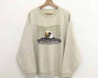 Vintage American Bald Eagle Sweatshirt Xlarge Alaska Bald Eagles Graphic Embroidery Sweater Bald Eagles Animal Crewneck Eagle Jumper Size XL