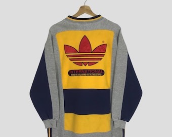 Vintage 90's Adidas Trefoil Colorblock Sweatshirt Adidas Three Stripe Sportswear Sweater Adidas Big Logo Crewneck Adidas Sport Jumper Size M