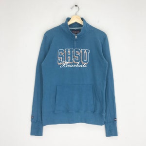 Sudadera vintage azul de la Universidad Estatal de Sam Houston, jersey con media cremallera de la Universidad SHSU, jersey de la Universidad Estatal de Sam Houston, talla M para mujer