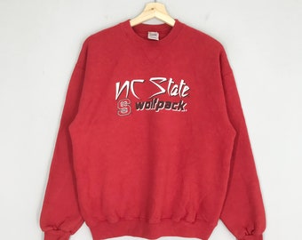 vintage Nc State Wolfpack Football Ncaa sweat moyen North Carolina State University gros logo pull Nc State pull pull taille M