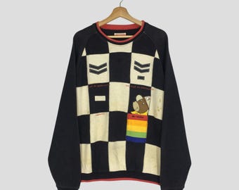 Vintage Jc De Castelbajac Colorblock Sweatshirt Xlarge Castelbajac Mr Teddy Embroidery Logo Sweater Jc De Castelbajac Pop Art Jumper Size XL