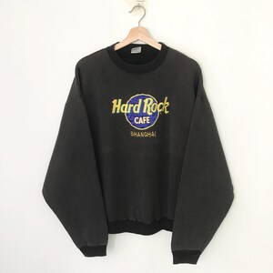 Vintage Hard Rock Cafe Black Sweatshirt Xlarge Hard Rock Cafe Shanghai Embroidery Sweater Hard Rock Cafe Crewneck Hard Rock Pullover Size XL