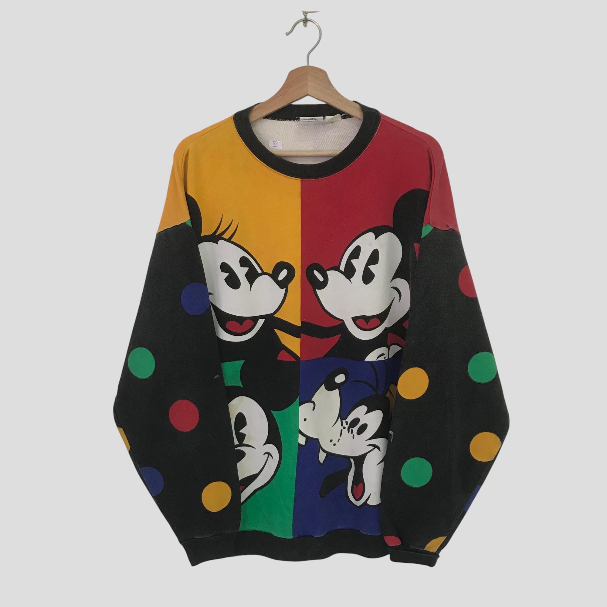 Vintage 90s Mickey Mouse Colorblock Sweatshirt Large Mickey Mouse
