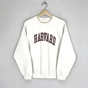 Harvard University White Sweatshirt Medium Harvard University Spell Out Sweater Harvard Crewneck Harvard Crimson Print Pullover Size M