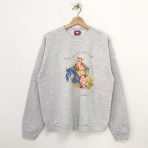Vintage Tigger Disney Grey Sweatshirt Large Tigger Friends Graphic Crewneck Tigger Winnie The Pooh Cartoon Sweater Tigger Pullover Size L