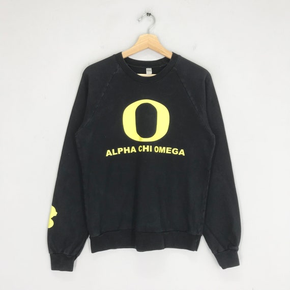 Alpha Chi Omega Sweatshirt Alpha Chi Omega Sweater Black Small Alpha Chi Omega Crewneck Alpha Chi Omega Print Logo Pullover Size S