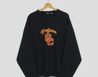 Vintage University of Southern California Trojans Ncaa Black Sweatshirt Xlarge USC Southern Trojan Football Spell Out Sweater Jumper Size XL