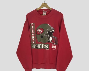 Vintage 90's San Francisco 49ers Red Sweatshirt Medium 49ers Spell Out Logo Printed Sweater Crewneck Forty Niners Football Sport Team Size M