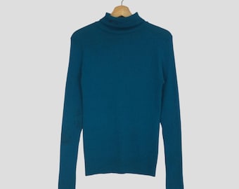 Vintage APC Long Sleeve Blue Turtle Neck Women T shirt  Apc Designer Plain Outfits Ladies Crewneck Stretchable APC France Rue Madame Paris M