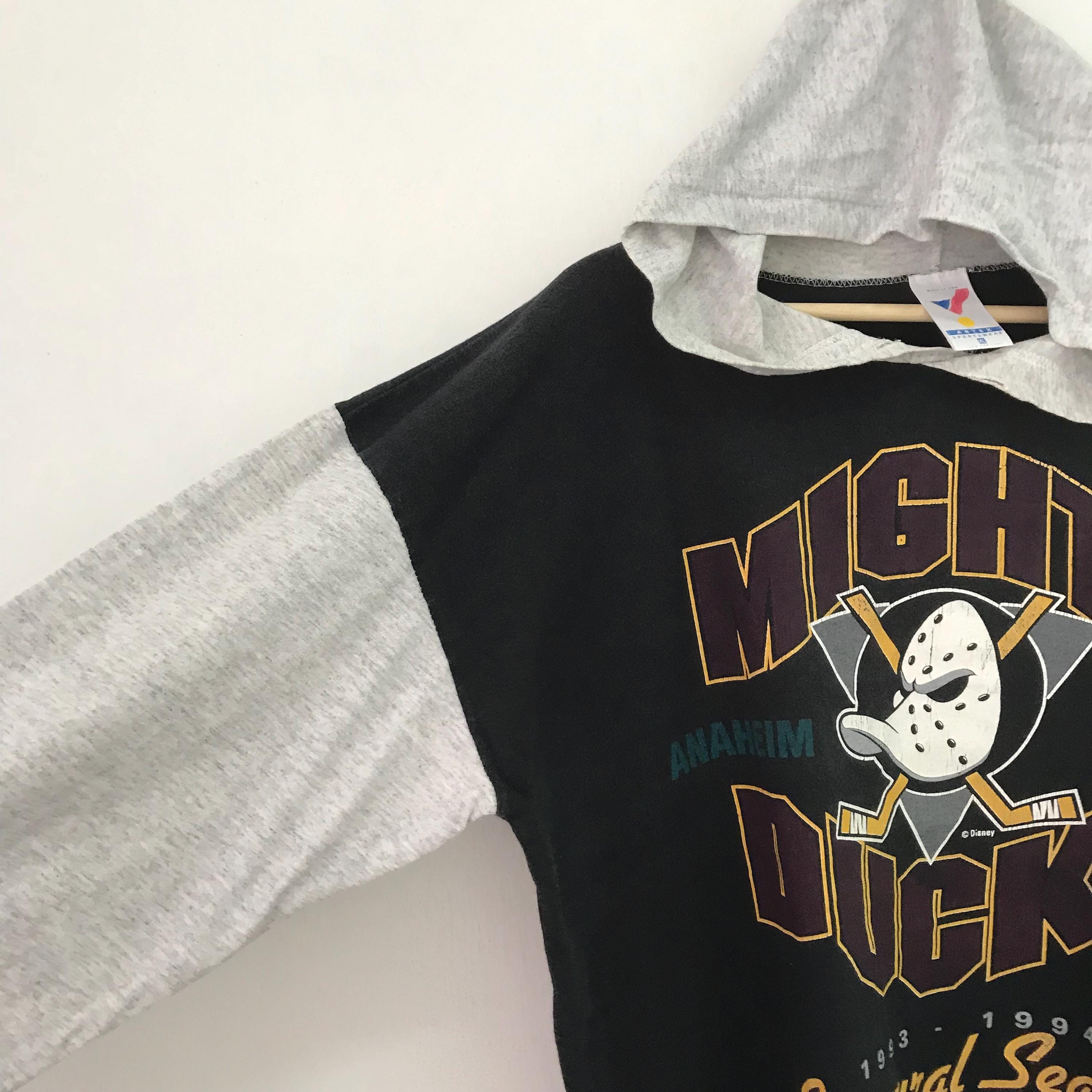 Sweat à Capuche Vintage Anaheim Mighty Ducks - Taille L Jeunes - Années 90 NHL - Occasion Bon état