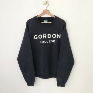 Vintage Gordon College Black Sweatshirts Large Gordon College Spell Out Sweater Gordon CollegeCrewneck Gordon College Pullover Jumper Size L