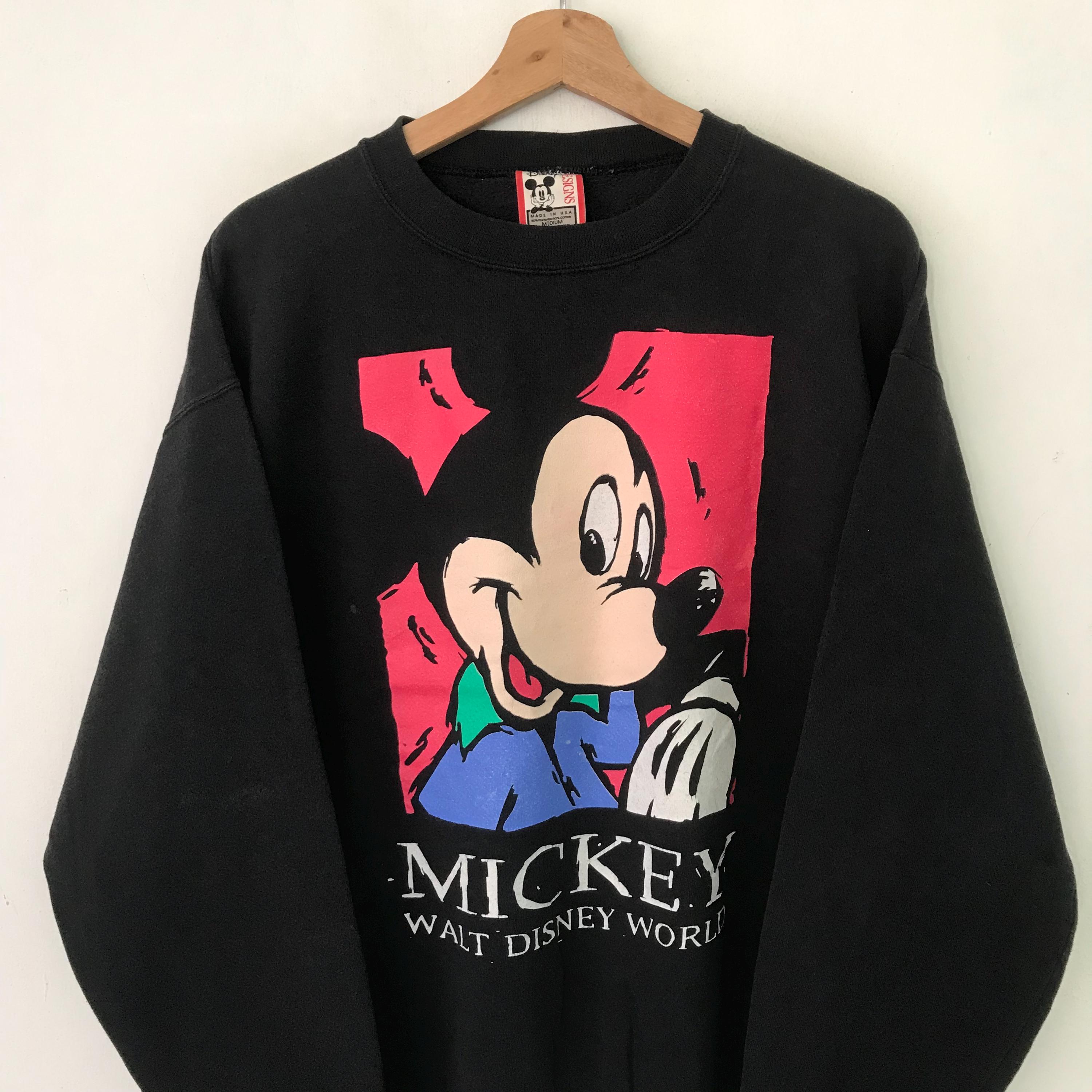 Vintage 90s Mickey Mouse Black Sweatshirts Medium Mickey Mouse