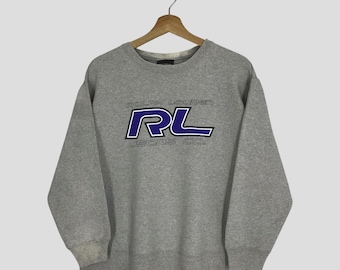 Vintage Polo Jeans Ralph Lauren Gray Sweatshirt Large Polo Jeans