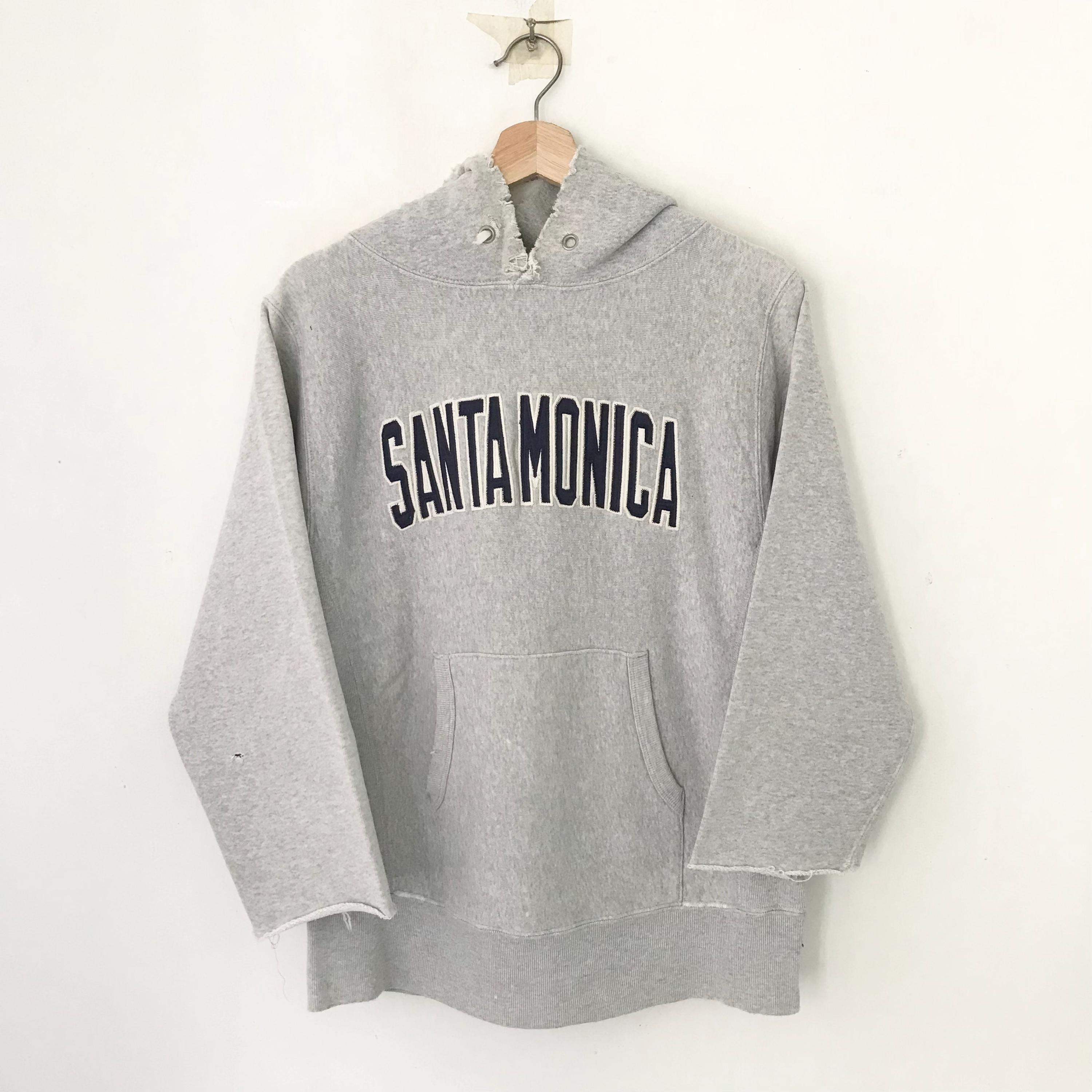 Vintage 90's Distressed Santa Monica Grey Sweater Medium Santa