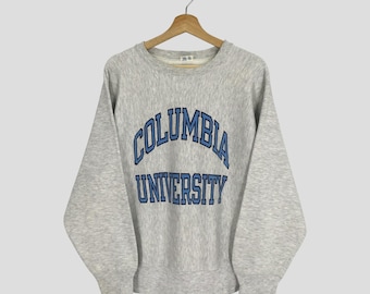 vintage des années 90 Columbia University gris sweat moyen Columbia University Spell Out gros logo pull Columbia University pull taille M