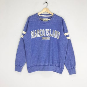 Vintage Marco Island Florida Sweatshirt Marco Island Sweater Marco Island Florida Beach Crewneck Spell Out Logo Marco Island Jumper Size M