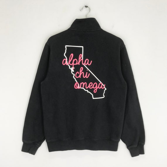 Alpha Chi Omega Black Sweatshirt Small Alpha Chi Omega Jumper Half Zipper Alpha Chi Omega Crewneck Alpha Chi Omega Print Logo Jumper Size S Etsy UK