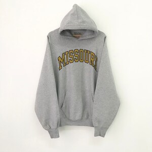 Vintage 90s Missouri Sweater Missouri State Spell Out Big Logo Hoodie Missouri Usa State Pullover Gray Missouri Sweater Hoodie Size L