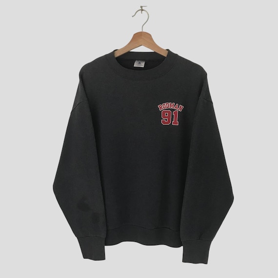 Vintage 90s Dennis Rodman #91 Black Sweatshirt Large Dennis Rodman 