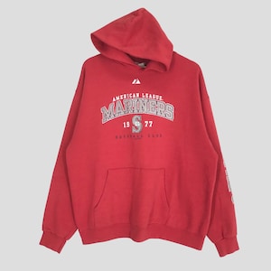 Vintage Seattle Mariners Baseball Team Sweater Red Seattle Mariners American Baseball Club Pullover Major League Mlb Sport Hoodie Size L