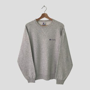 Vintage 90s Champion Grey Sweatshirt Large Champion Embroidery Spell Out Sweater Champion Sport Crewneck Champion Pullover Jumper Size L