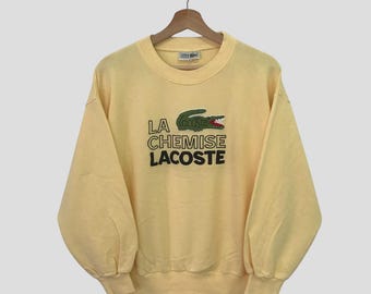 Vintage Chemise Lacoste Yellow Sweatshirt Medium Chemise Lacoste Sportswear Embroidery Logo Sweater Lacoste Crewneck Pullover Jumper Size M