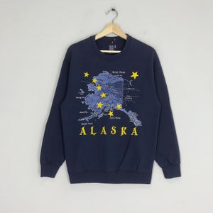 Vintage Y2K Alaska US State Sweatshirt Alaska Sweater Blue Alaska Crewneck Alaska Western Ocean United State Graphic Pullover Size M