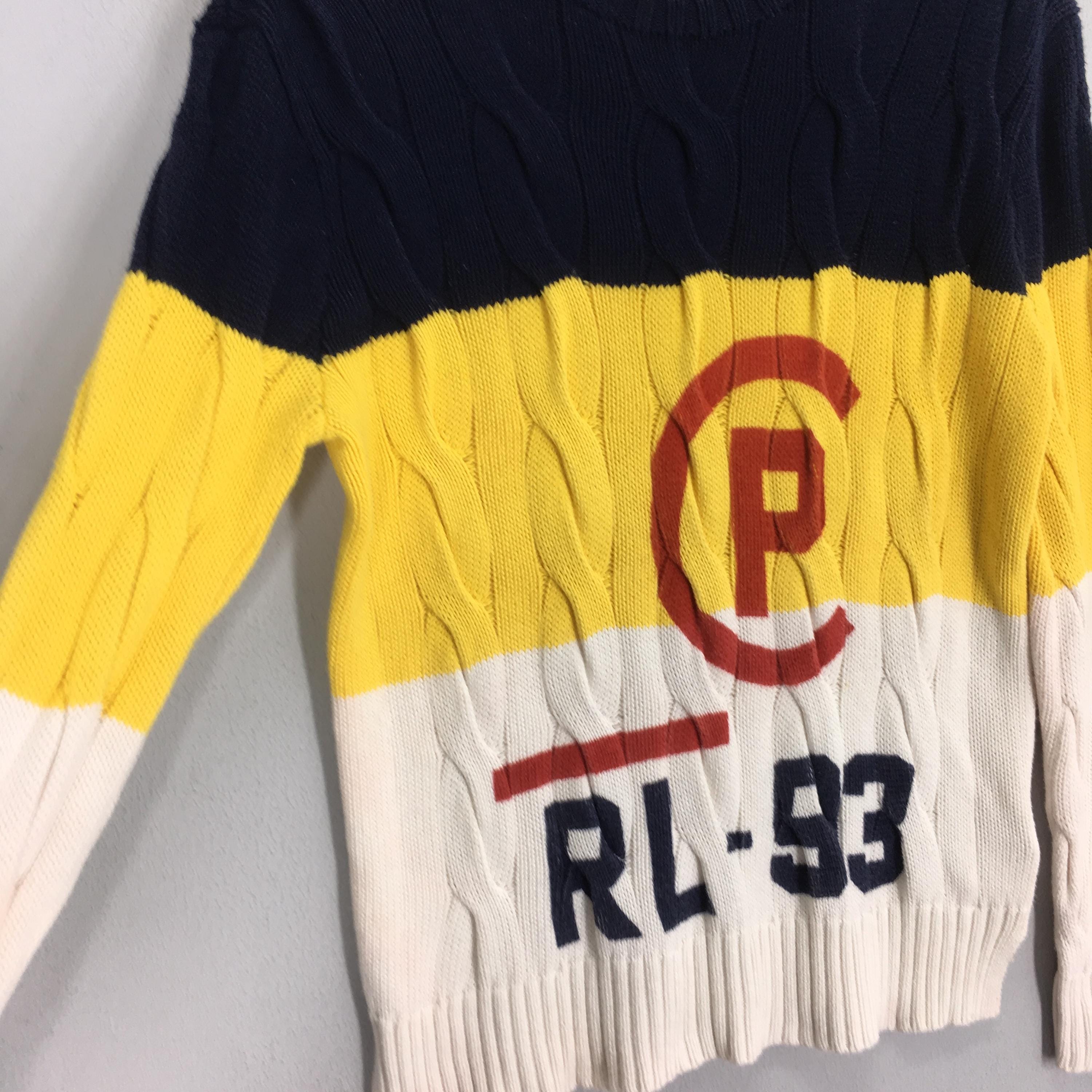 Polo Ralph Lauren Cable Knit Colorblock Big Striped Sweatshirt
