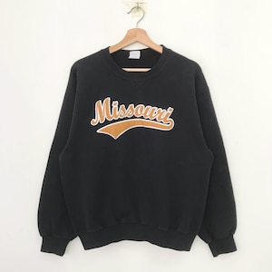 Vintage Missouri Black Sweatshirt Medium Missouri US State City Spell Out Sweater Missouri Crewneck Missouri Big Logo Pullover Jumper Size M
