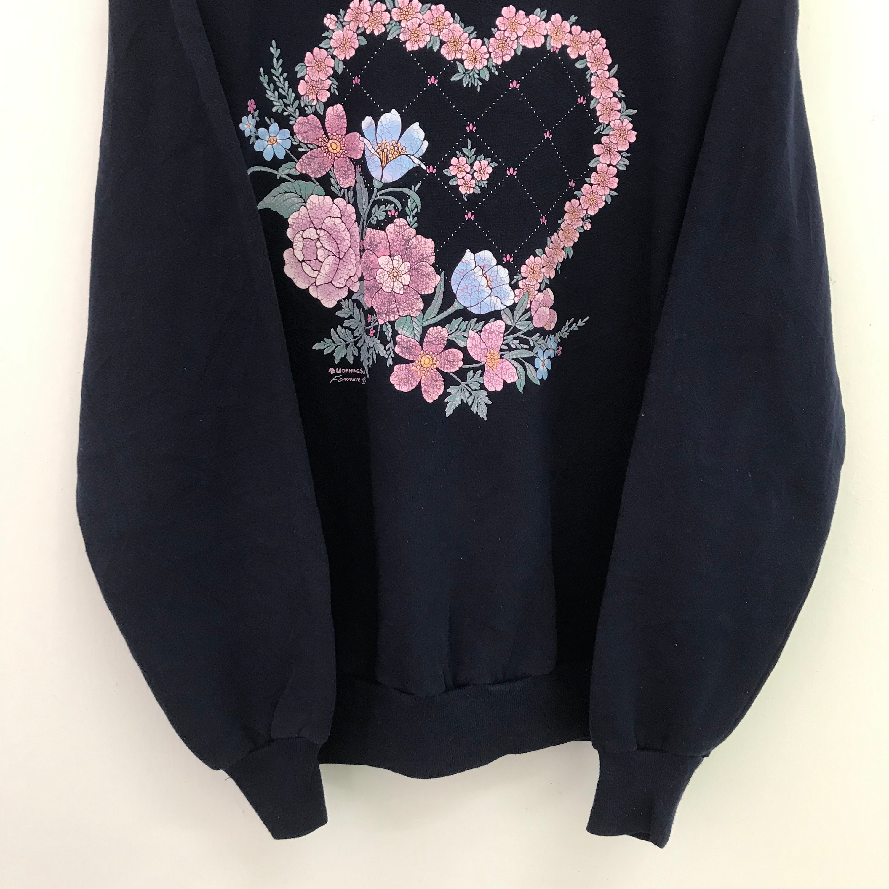 Sweat Vintage Morning Sun Femme - Taille PM - Feuilles Nature - Années 90 USA