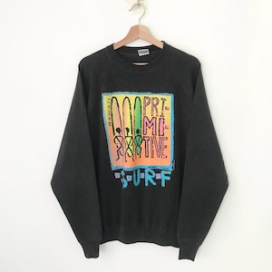 Vintage 90's Poly Tees Hawaii Primitive Surf Team Black Sweatshirt Xlarge Primitive Surfboards Hawaii Big Logo Sweater Surfing Team Size XL