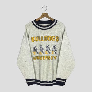 Vintage 90s Yale University Grey Sweatshirt Large Yale University Bulldogs Spell Out Big Logo Sweater Yale University Bulldogs Jumper Size L
