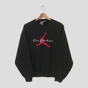 Vintage Nike Air Jordan Black Sweatshirt Large Michael Jordan Jumpman Basketball Big Logo Pullover Sportswear Air Jordan Sweater Size L
