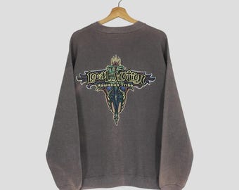 Vintage 90's Heavy Used Local Motion Faded Brown Sweatshirt Large Local Motion Hawaiian Tribe Surfboards Ocean Wave Sweater Surfing Size L