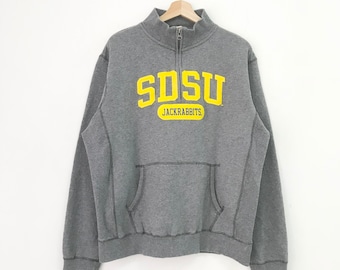 Vintage South Dakota State University Jackrabbits Ncaa Gray Sweatshirt South Dakota Pullover Spell Out Logo SDSU University Jumper Size L