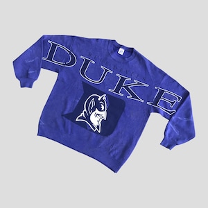 Vintage 90&#39;s Distressed Duke University Blue Sweater XLarge Duke University Blue Devils Big Logo Sweatshirt Duke Blue Devils Jumper Size XL