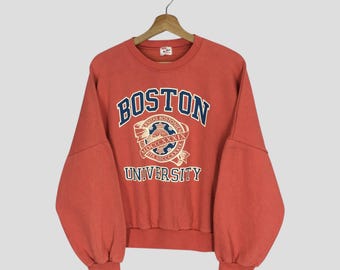 Vintage Boston University Ncaa Red Sweatshirt 2Xlarge Boston University Big Logo Sweater Boston University Crewneck Boxy Pullover Size XXL
