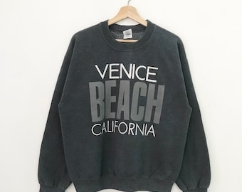 Vintage Venice Beach Dark Grey Sweatshirt Medium Venice Beach California Spell Out Logo Sweater Venice Beach Crewneck Venice Pullover Size M