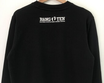 トップス 60s HANG TEN vintage sweat shirt Vintage Y2K Hang Ten Black Sweatshirt Medium Hang Ten Aloha