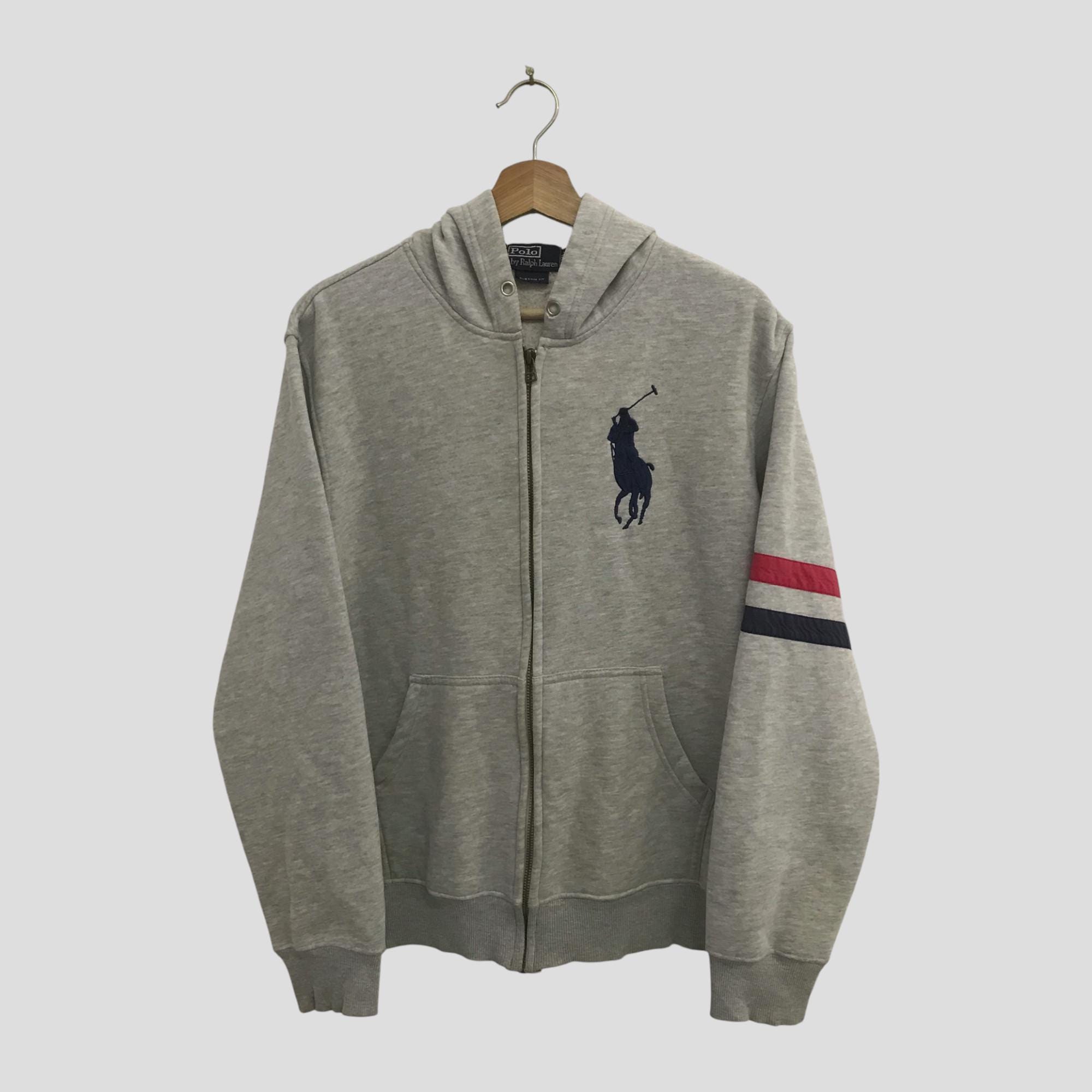 Vintage 90's Polo Ralph Lauren Gray Sweater Medium Polo Pony