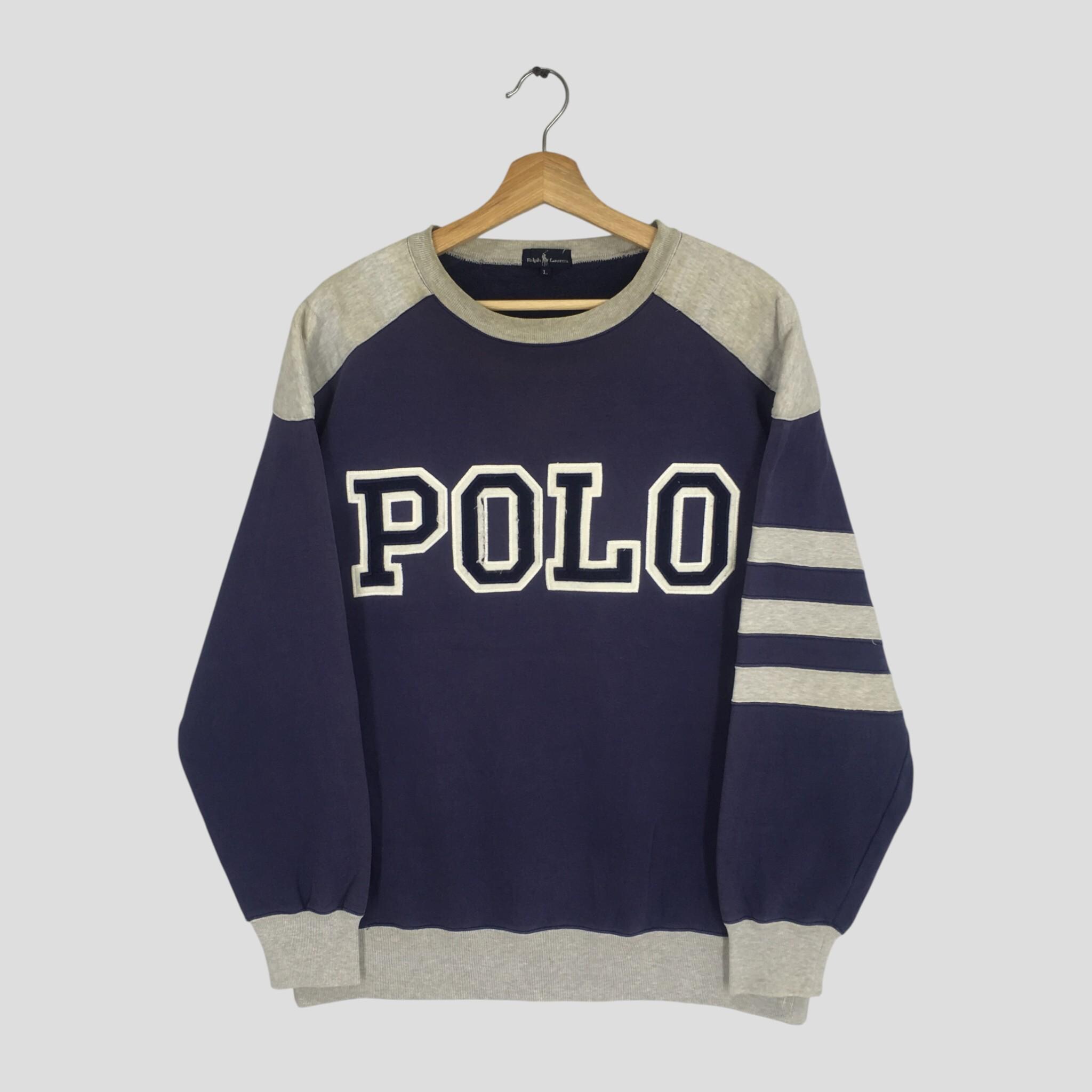 Vintage 90s Polo Ralph Lauren Blue Sweatshirt Large Polo Ralph