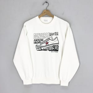 Vintage Converse All Star White Sweatshirt Large Converse All Star Big Logo Crewneck Converse Pullover Converse All Star Jumper Size L