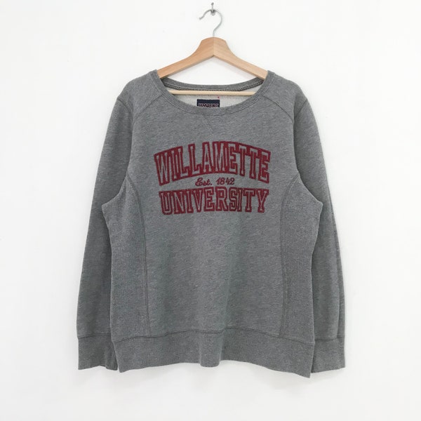 Vintage Willamette University Sweatshirt Gray Large Willamette University Sweater Willamette University Crewneck Big Logo Jumper Size L