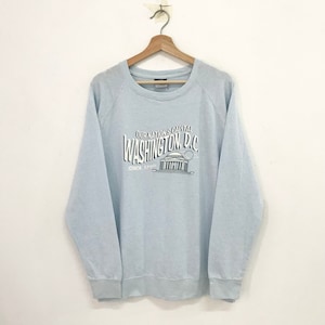 Vintage des années 90 Washington DC bleu sweat large Washington Spell Out pull Washington House Monument col rond Washington pull taille L